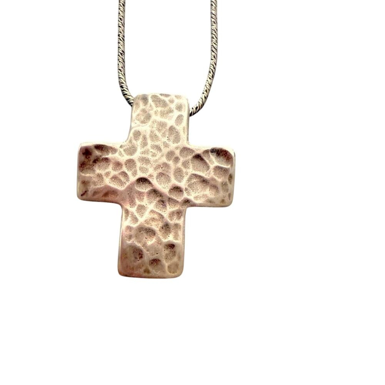 Silpada 925 Sterling Silver Hammered Cross Pendant & Necklace